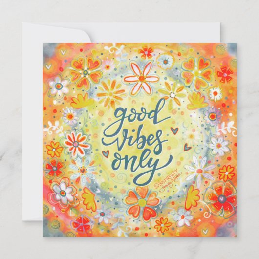 Goede Vibes alleen positief  Sinaasappel Floral (Voorkant)