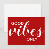 Goede Vibes alleen Positiviteitsbevestiging Rood Briefkaart (Voorkant / Achterkant)