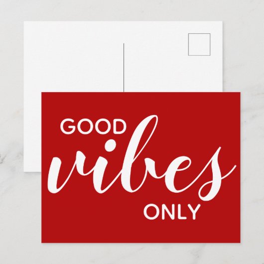 Goede Vibes alleen Positiviteitsbevestiging Rood Briefkaart (Voorkant / Achterkant)