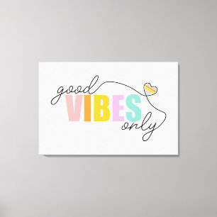 Goede vibes alleen regenbooghart canvas afdruk