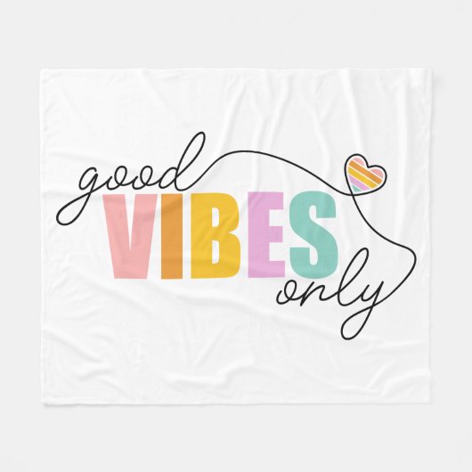 Goede vibes alleen regenbooghart fleece deken (Voorkant (Horizontaal))