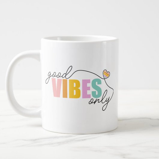 Goede vibes alleen regenbooghart grote koffiekop (Links)