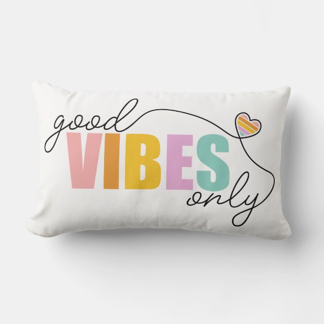 Goede vibes alleen regenbooghart kussen (Voorkant)