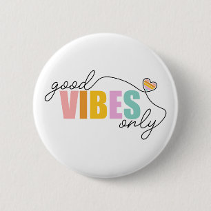 Goede vibes alleen regenbooghart ronde button 5,7 cm