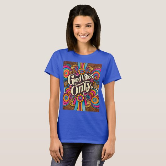 Goede Vibes alleen Retro Groovy T-shirt (Voorkant volledig)