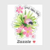 Goede vibes alleen roze flamingo vinyl sticker (Vel)
