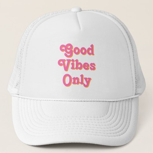 Goede Vibes Alleen roze oranje wit Trucker Pet (Voorkant)