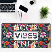 Goede Vibes alleen tropische bloemenprint zwart Bureaumat