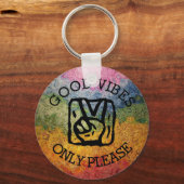 Goede vibes, alleen vredesregenboog sleutelhanger (Voorkant)