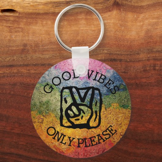 Goede vibes, alleen vredesregenboog sleutelhanger (Voorkant)
