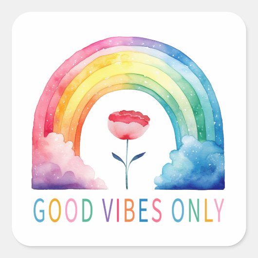 Goede vibes alleen Waterverf regenboog Sticker (Voorkant)