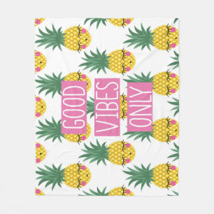 Goede Vibes Ananassen Zomer Patroon Fleece Deken