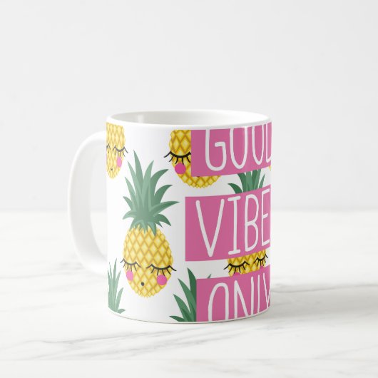 Goede Vibes Ananassen Zomer Patroon Koffiemok (Voorkant links)