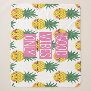 Goede Vibes Ananassen Zomer Patroon Sherpa Deken