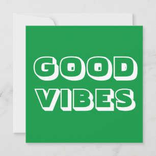 Goede Vibes, beste wensen, veel succes, groen wit Kaart