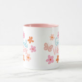 Goede vibes bloemen en vlinder mok (Midden)