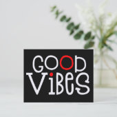 Goede Vibes Bold Typografie Positiviteit Wit Rood Briefkaart (Staand voorkant)