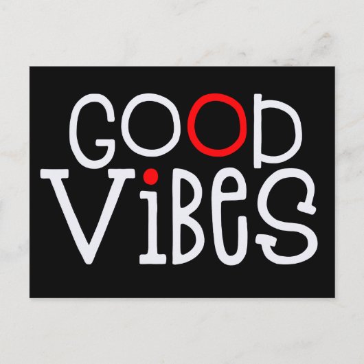 Goede Vibes Bold Typografie Positiviteit Wit Rood Briefkaart (Voorkant)