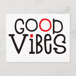 Goede Vibes Bold Typography Positivity Red Black Briefkaart