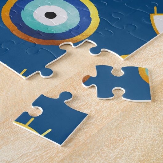 Goede Vibes brengt een goede Luck kwaadaardige oog Legpuzzel (Zijkant)