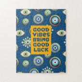 Goede Vibes brengt een goede Luck kwaadaardige oog Legpuzzel (Verticaal)