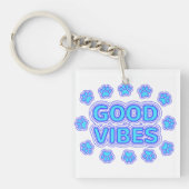 Goede Vibes Cartoon Dog schildert afdrukken Sleutelhanger (voorkant)