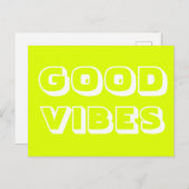Goede Vibes chartreuse groen wit modern Briefkaart (Voorkant / Achterkant)