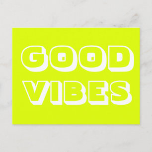 Goede Vibes chartreuse groen wit modern Briefkaart
