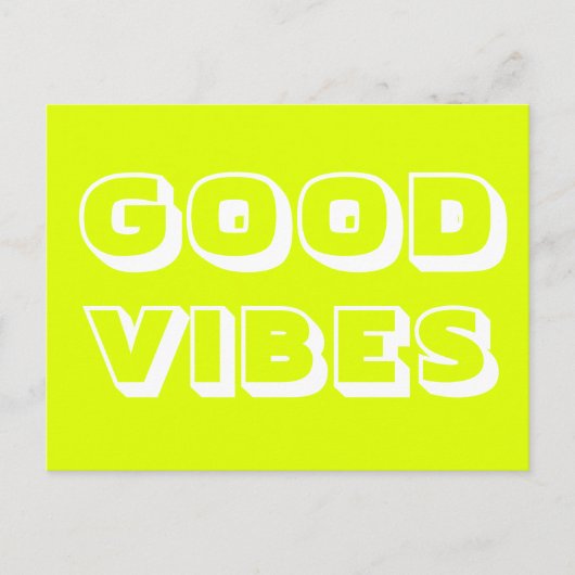 Goede Vibes chartreuse groen wit modern Briefkaart (Voorkant)