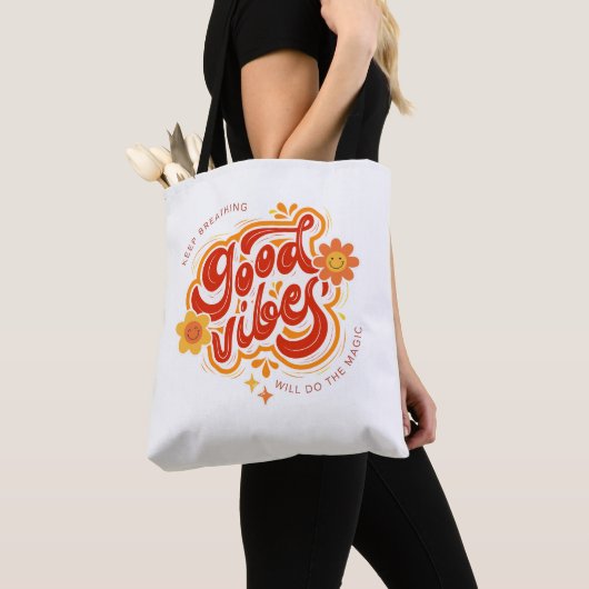 Goede Vibes Chic Elke dag Stijlvolle Canvas tas (Dichtbij)