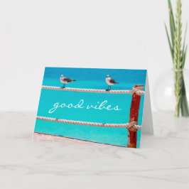 Goede vibes citaat zeemeeuw vogels strand oceaan f kaart