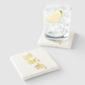 Goede Vibes citeert alleen Gold Faux Foil Vibe Quo Stenen Onderzetter (Zijkant)