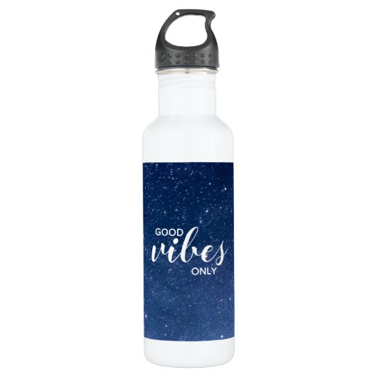 Goede Vibes citeert alleen Typografiestars Galaxy Waterfles (Voorkant)