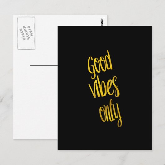 Goede Vibes citeert slechts gouden Faux Folie Vibe Briefkaart (Voorkant / Achterkant)