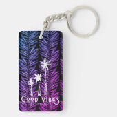 Goede vibes Costa Rica Tropische palmboom Sleutelhanger (achterkant)