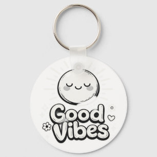Goede Vibes Cute Smiley Sleutelhanger – Positief M