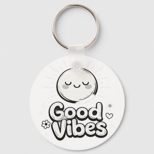 Goede Vibes Cute Smiley Sleutelhanger – Positief M (Voorkant)