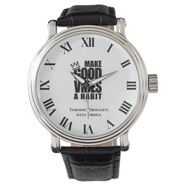 GOEDE VIBES EEN HABIT MAKEN | Klassieke wacht Horloge (Voorkant)