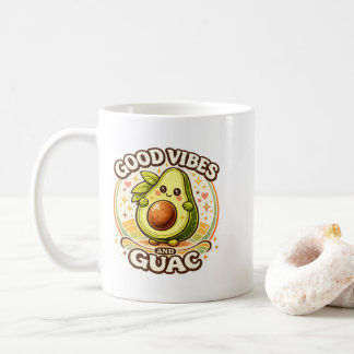 Goede Vibes En Guac  Schattig Retro Avocado Aesthe Koffiemok