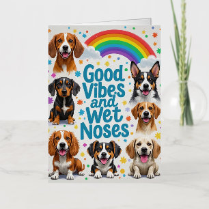 Goede vibes en natte neuzen Speelse doodles Folie Wenskaart