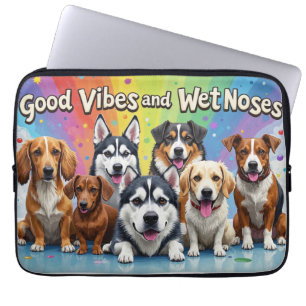 Goede vibes en natte neuzen Speelse doodles Laptop Sleeve