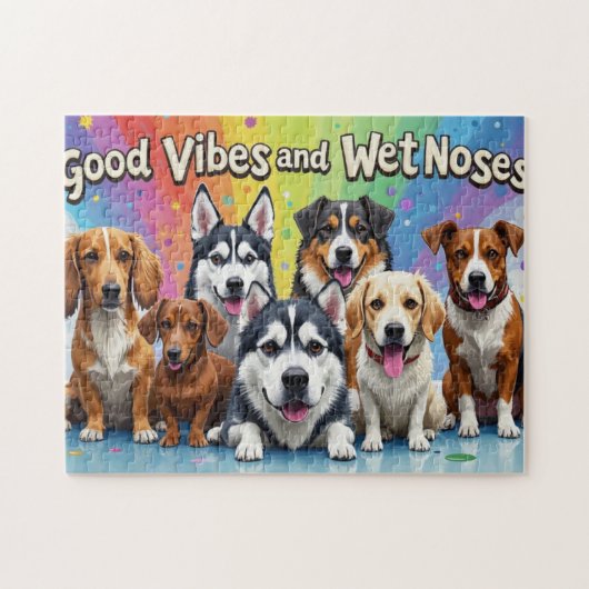 Goede vibes en natte neuzen Speelse doodles Legpuzzel (Horizontaal)