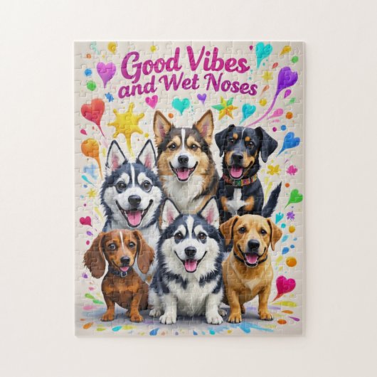 Goede vibes en natte neuzen Speelse doodles Legpuzzel (Verticaal)