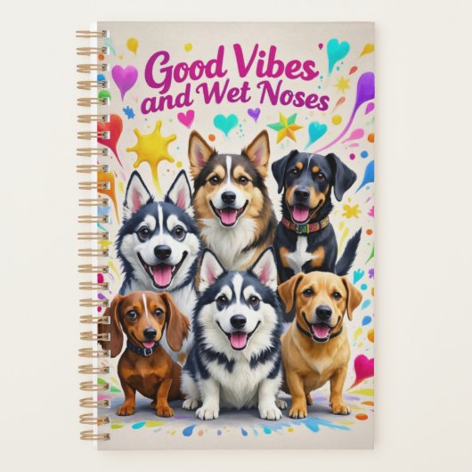 Goede vibes en natte neuzen Speelse doodles Planner (Voorkant)