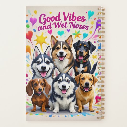 Goede vibes en natte neuzen Speelse doodles Planner (Achterkant)