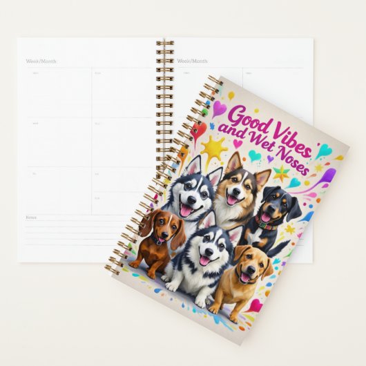 Goede vibes en natte neuzen Speelse doodles Planner (Display)