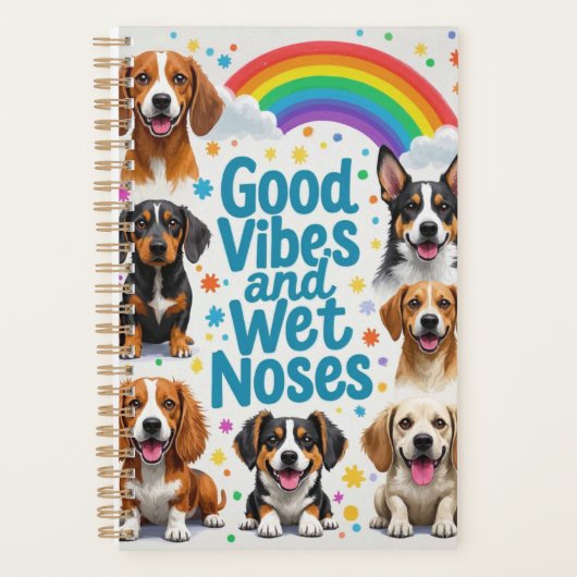 Goede vibes en natte neuzen Speelse doodles Planner (Voorkant)