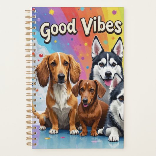 Goede vibes en natte neuzen Speelse doodles Planner (Voorkant)