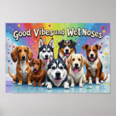 Goede vibes en natte neuzen Speelse doodles Poster (Voorkant)