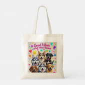 Goede vibes en natte neuzen Speelse doodles Tote Bag (Achterkant)